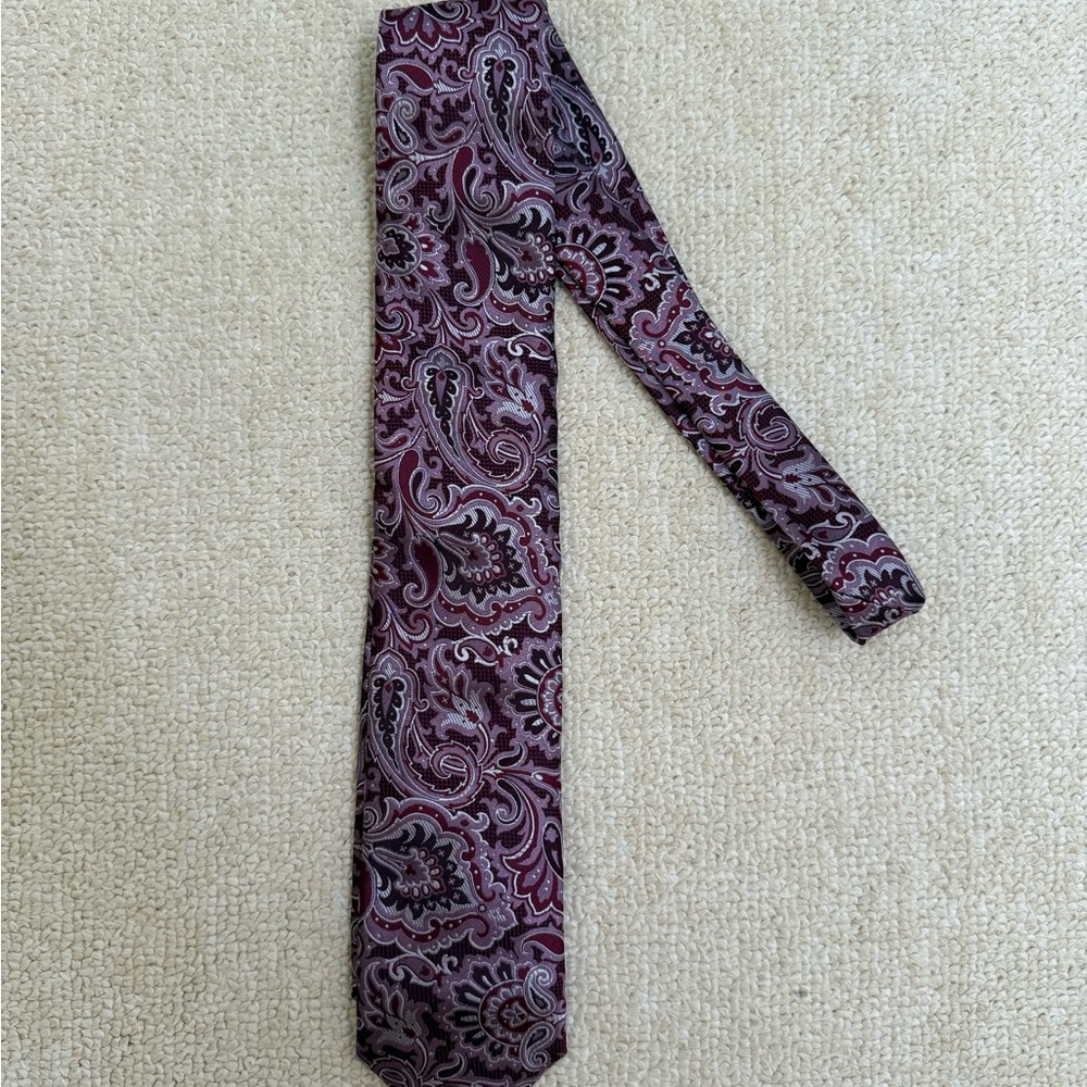Canali Paisley Tie - Burgundy and Black